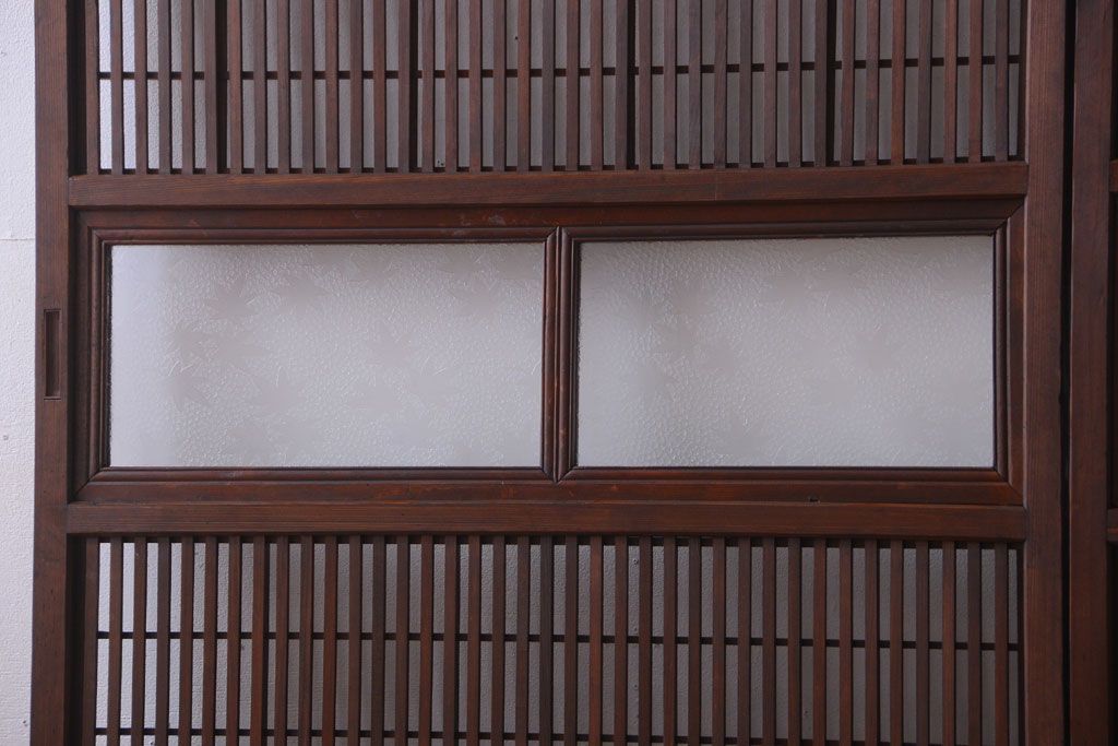 古民具・骨董　腰板欅材!アンティーク格子戸2枚セット