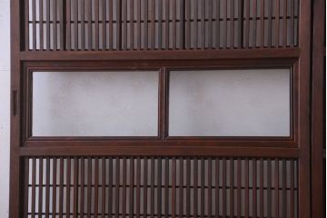 古民具・骨董　腰板欅材!アンティーク格子戸2枚セット