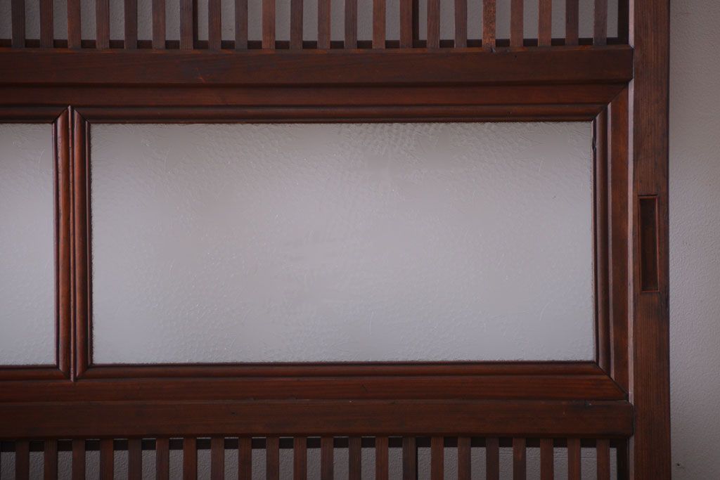 古民具・骨董　腰板欅材!アンティーク格子戸2枚セット