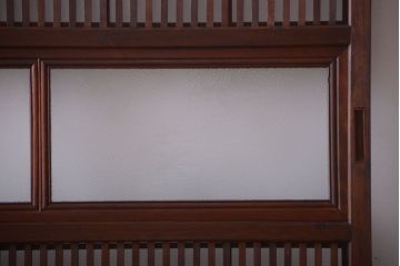 古民具・骨董　腰板欅材!アンティーク格子戸2枚セット