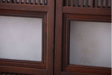 古民具・骨董　腰板欅材!アンティーク格子戸2枚セット