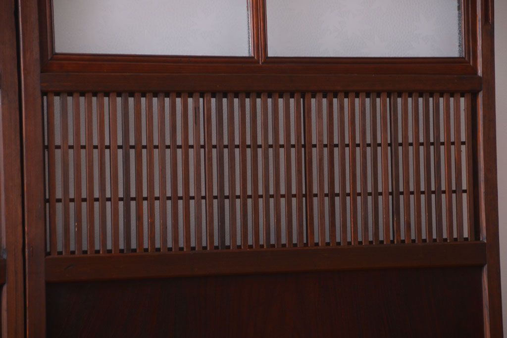 古民具・骨董　腰板欅材!アンティーク格子戸2枚セット