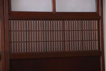 古民具・骨董　腰板欅材!アンティーク格子戸2枚セット