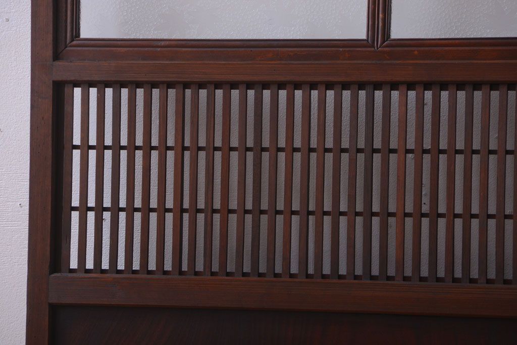 古民具・骨董　腰板欅材!アンティーク格子戸2枚セット
