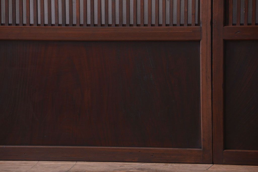 古民具・骨董　腰板欅材!アンティーク格子戸2枚セット