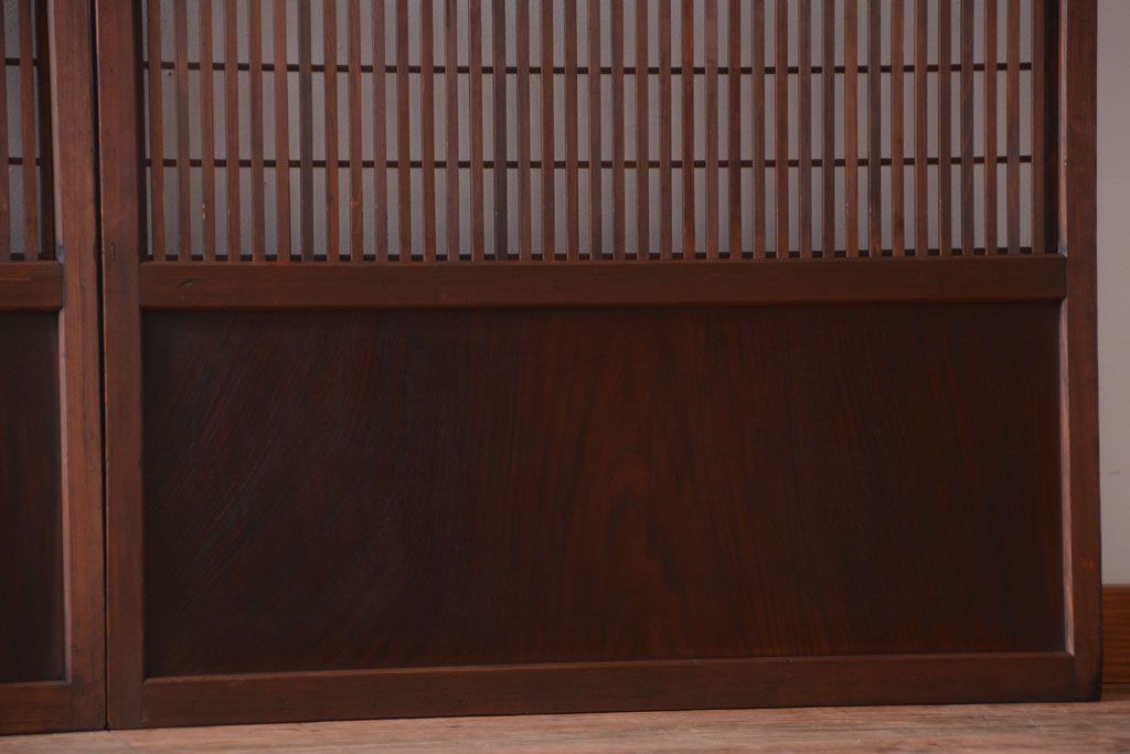 古民具・骨董　腰板欅材!アンティーク格子戸2枚セット