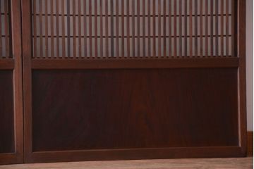 古民具・骨董　腰板欅材!アンティーク格子戸2枚セット