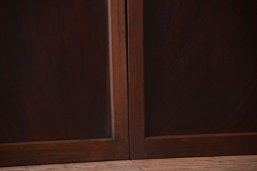 古民具・骨董　腰板欅材!アンティーク格子戸2枚セット