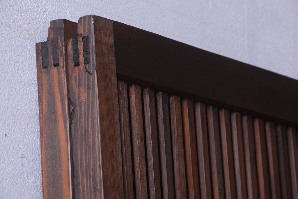 古民具・骨董　腰板欅材!アンティーク格子戸2枚セット