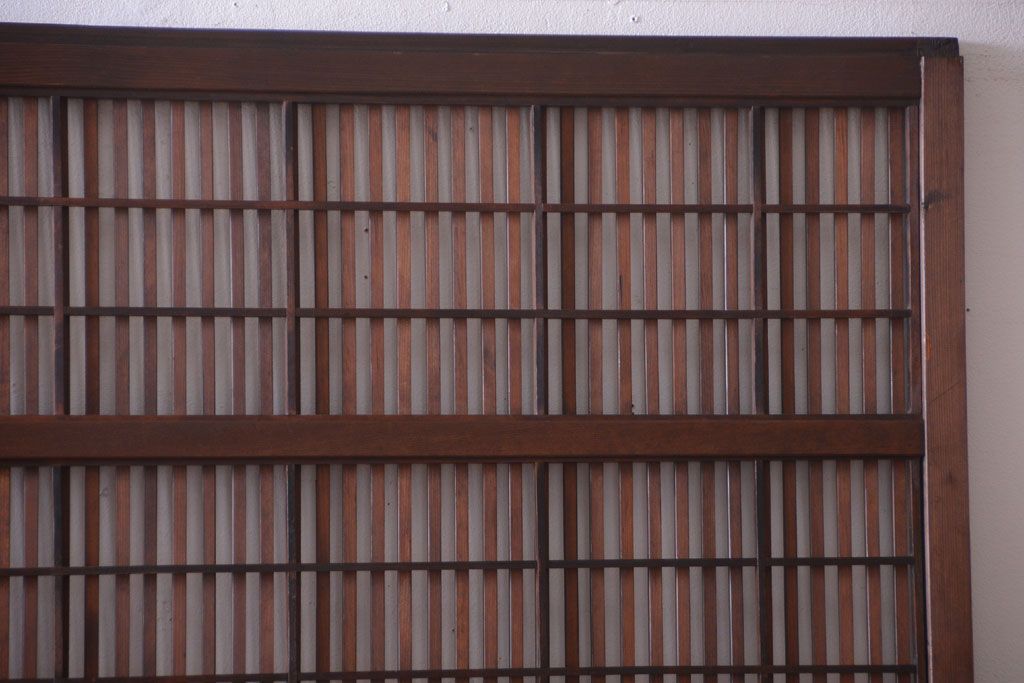 古民具・骨董　腰板欅材!アンティーク格子戸2枚セット