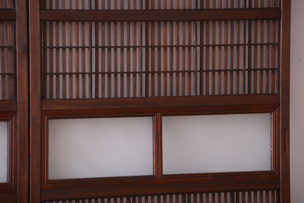 古民具・骨董　腰板欅材!アンティーク格子戸2枚セット