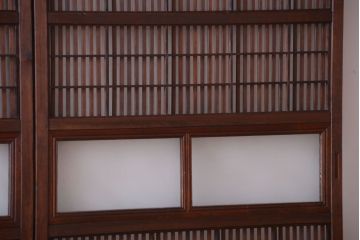古民具・骨董　腰板欅材!アンティーク格子戸2枚セット