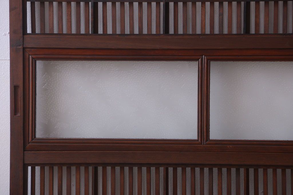 古民具・骨董　腰板欅材!アンティーク格子戸2枚セット