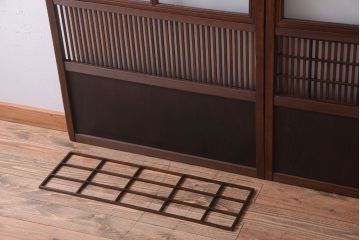 古民具・骨董　腰板欅材!アンティーク格子戸2枚セット