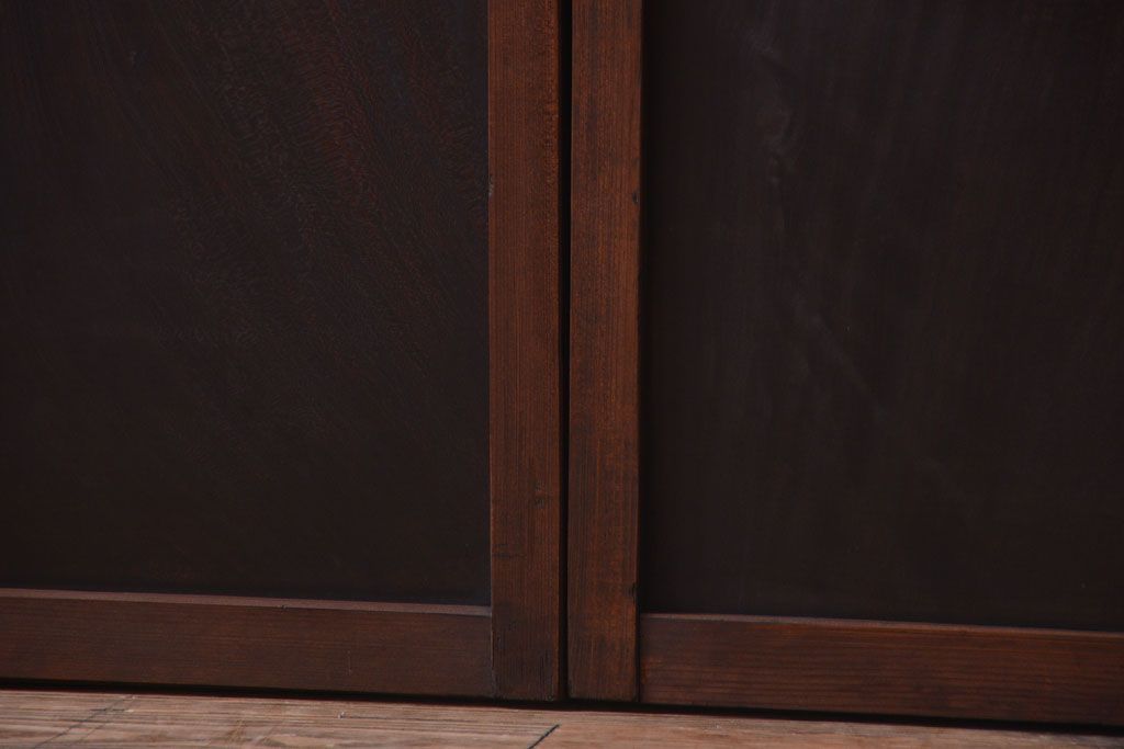 古民具・骨董　腰板欅材!アンティーク格子戸2枚セット