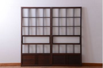 和製アンティーク　モールガラス入り!レトロな引き戸2枚セット(2)