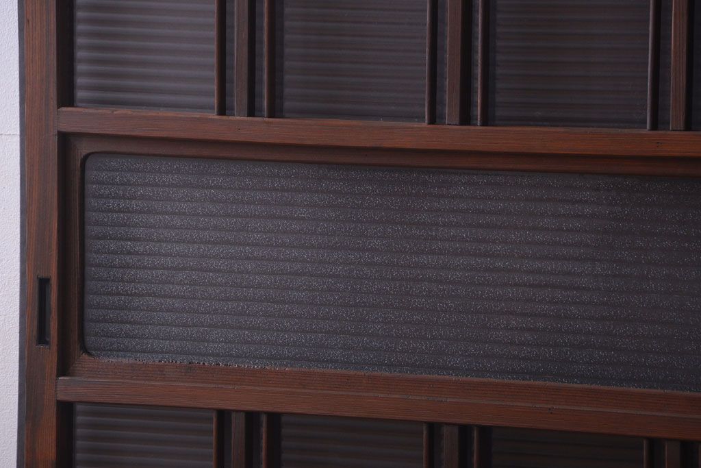 和製アンティーク　モールガラス入り!レトロな引き戸2枚セット(2)