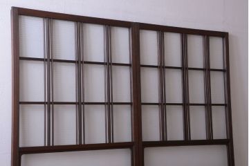 和製アンティーク　モールガラス入り!レトロな引き戸2枚セット(2)