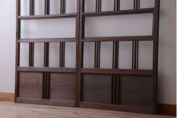 和製アンティーク　モールガラス入り!レトロな引き戸2枚セット(2)