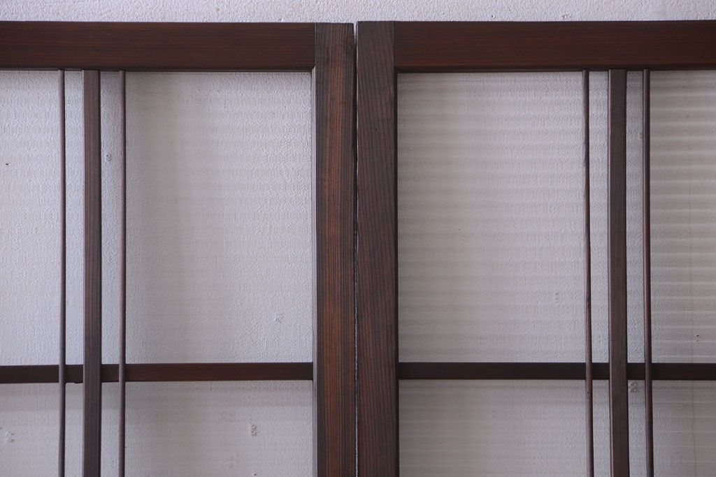 和製アンティーク　モールガラス入り!レトロな引き戸2枚セット(2)