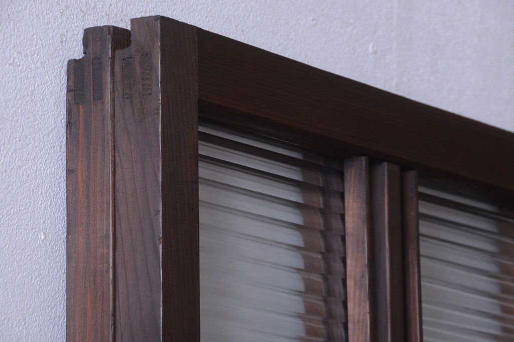 和製アンティーク　モールガラス入り!レトロな引き戸2枚セット(2)