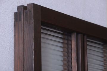 和製アンティーク　モールガラス入り!レトロな引き戸2枚セット(2)