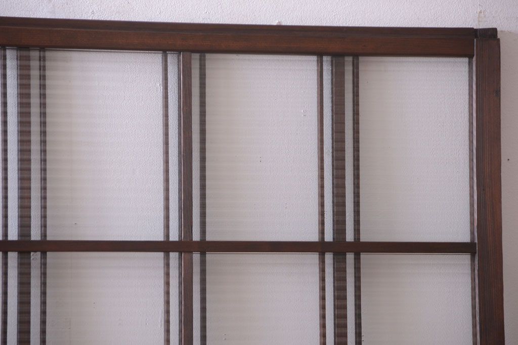 和製アンティーク　モールガラス入り!レトロな引き戸2枚セット(2)