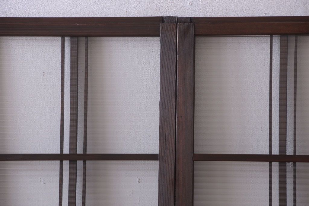 和製アンティーク　モールガラス入り!レトロな引き戸2枚セット(2)