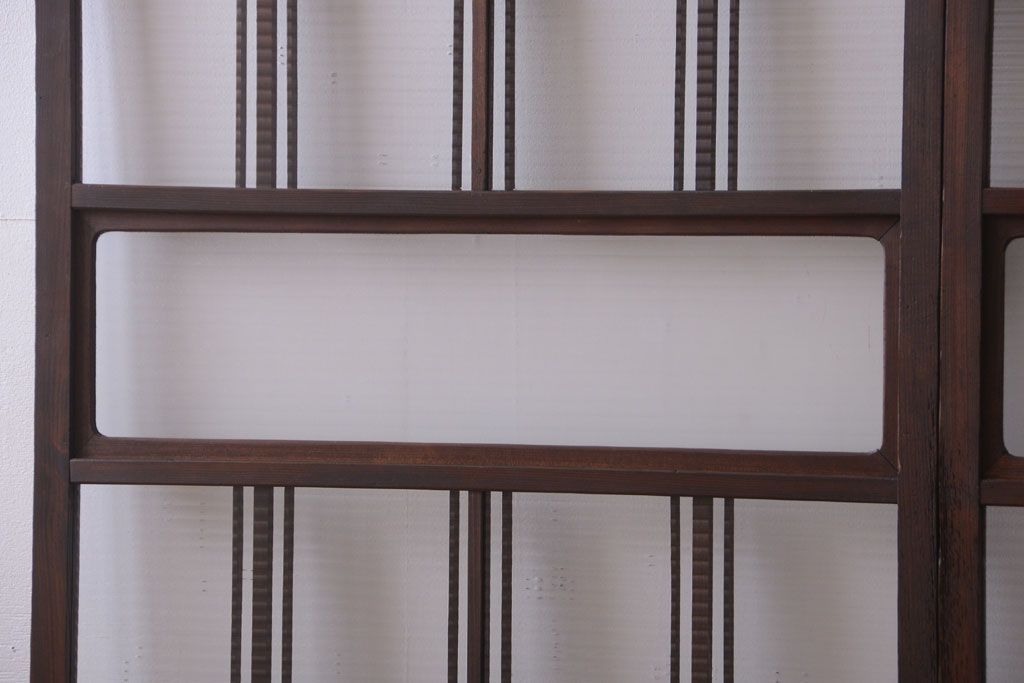 和製アンティーク　モールガラス入り!レトロな引き戸2枚セット(2)