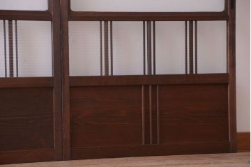 和製アンティーク　モールガラス入り!レトロな引き戸2枚セット(2)