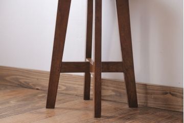 レトロ家具　和製アンティーク　古い木のレトロなクッション座面スツール(2)