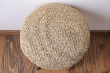 レトロ家具　和製アンティーク　古い木のレトロなクッション座面スツール(2)