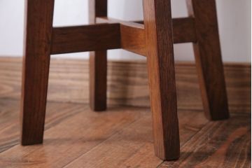 レトロ家具　和製アンティーク　古い木のレトロなクッション座面スツール(2)