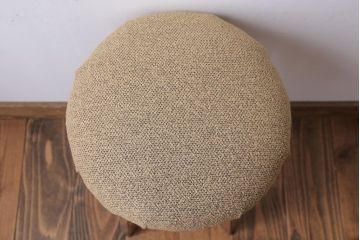 レトロ家具　和製アンティーク　古い木のレトロなクッション座面スツール(3)