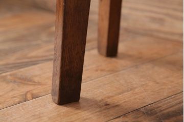 レトロ家具　和製アンティーク　古い木のレトロなクッション座面スツール(3)