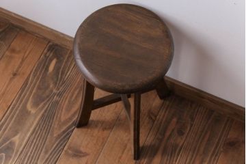 アンティーク家具　アンティーク　古い木のシンプルな丸スツール(1)