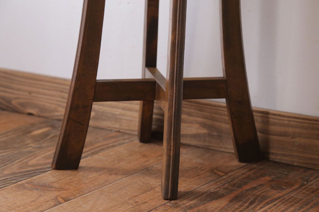 アンティーク家具　アンティーク　古い木のシンプルな丸スツール(1)