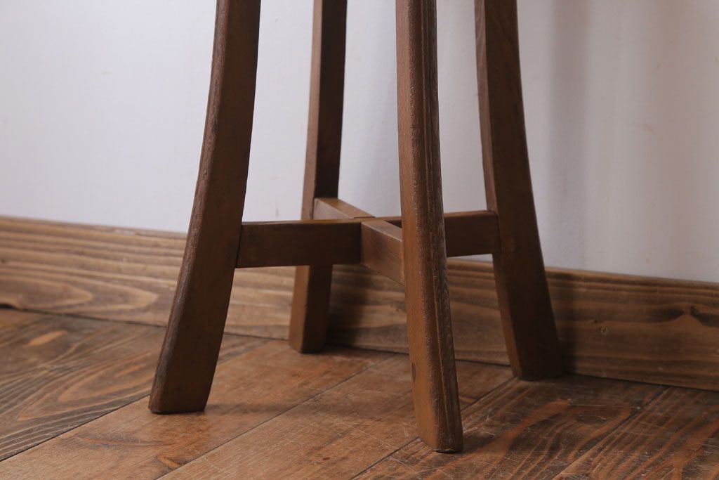 アンティーク家具　アンティーク　古い木のシンプルな丸スツール(2)