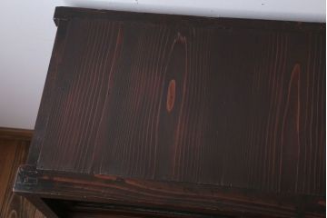 アンティーク家具　和製アンティーク　モールガラス引き戸の木製収納棚