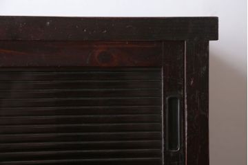 アンティーク家具　和製アンティーク　モールガラス引き戸の木製収納棚
