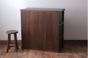 アンティーク家具　和製アンティーク　モールガラス引き戸の木製収納棚