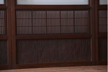 古民具・骨董　腰板屋久杉材!アンティーク格子戸4枚セット