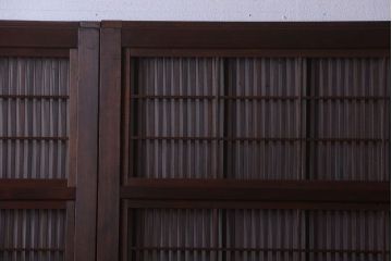 古民具・骨董　腰板屋久杉材!アンティーク格子戸4枚セット