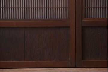 古民具・骨董　腰板屋久杉材!アンティーク格子戸4枚セット