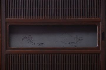 古民具・骨董　デザインガラス帯!古い木のアンティーク格子戸