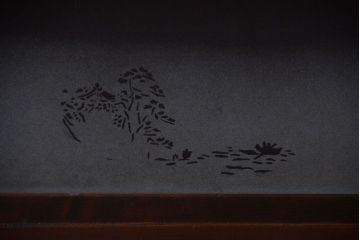 古民具・骨董　デザインガラス帯!古い木のアンティーク格子戸