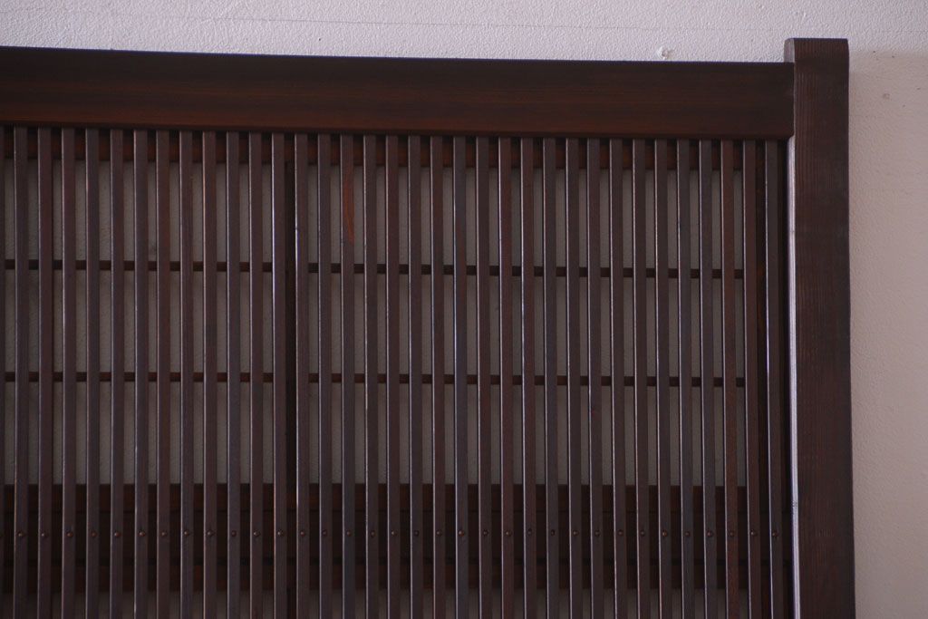 古民具・骨董　デザインガラス帯!古い木のアンティーク格子戸