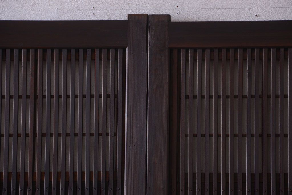 古民具・骨董　デザインガラス帯!古い木のアンティーク格子戸