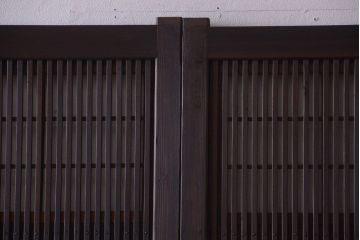 古民具・骨董　デザインガラス帯!古い木のアンティーク格子戸