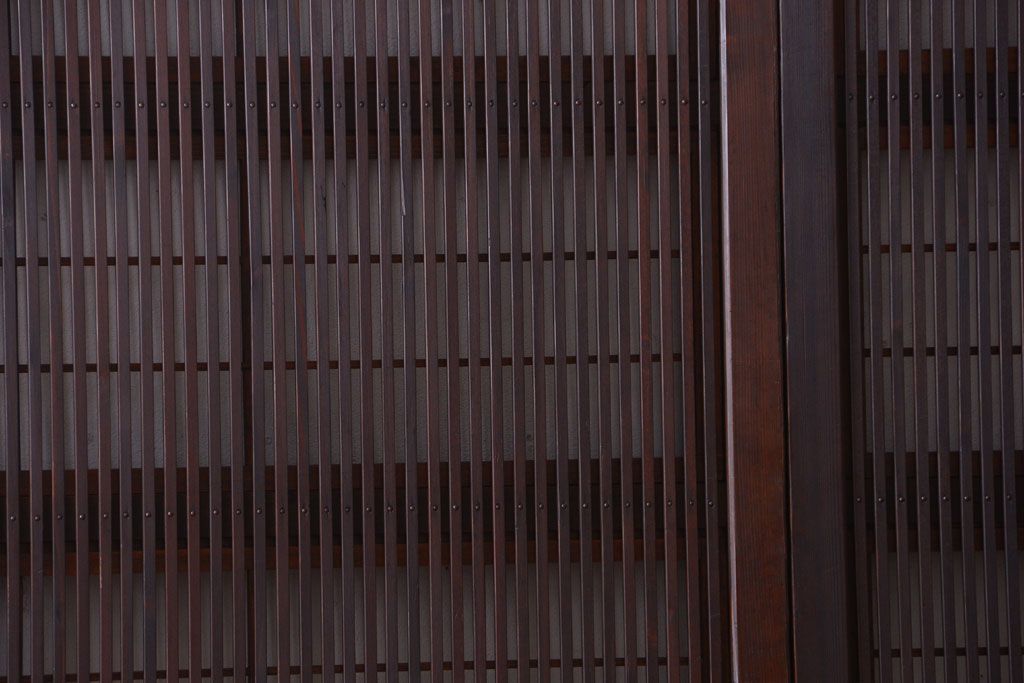 古民具・骨董　デザインガラス帯!古い木のアンティーク格子戸